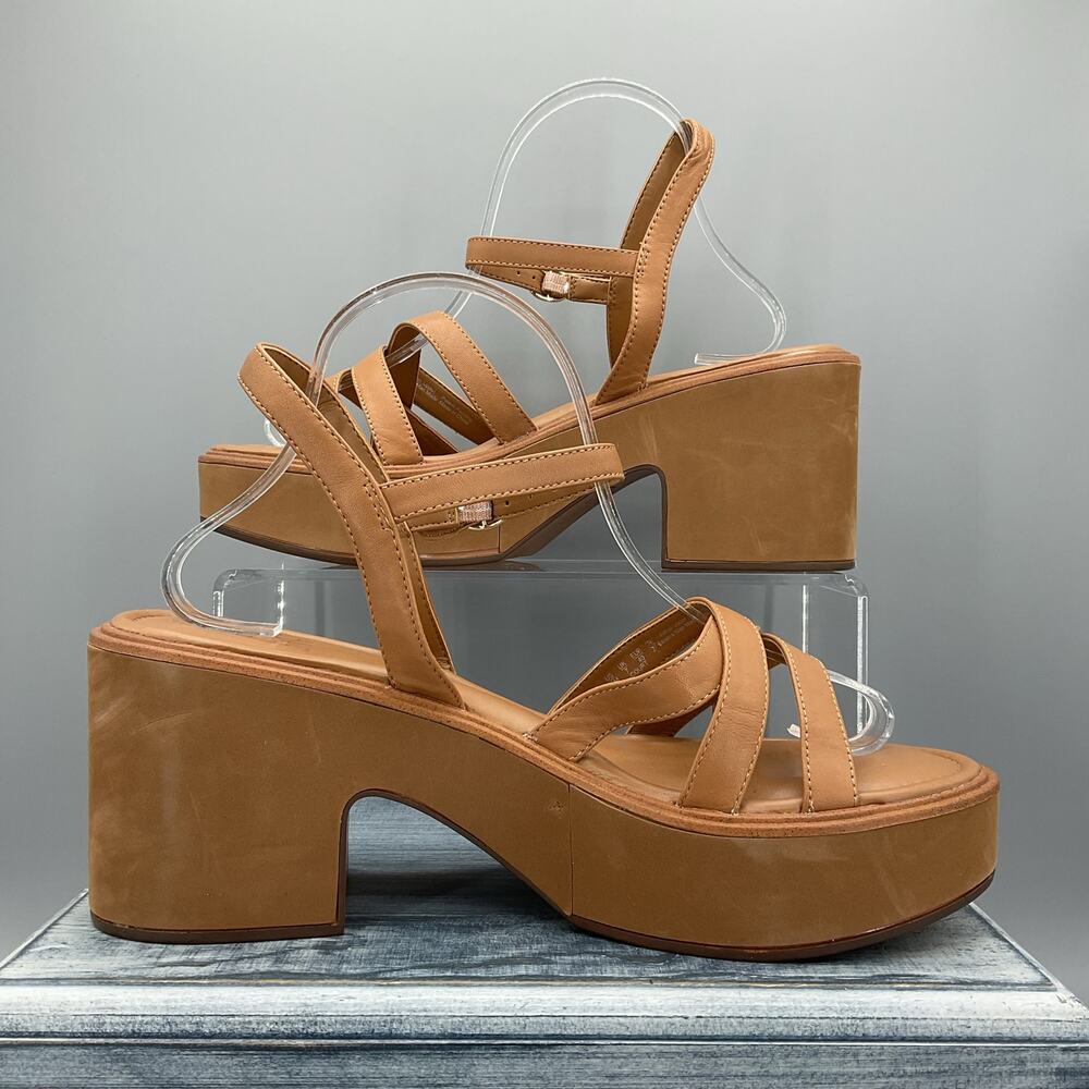 NEW Naturalizer Women’s Court Leather Ankle Strap Heels Brown Size 10M